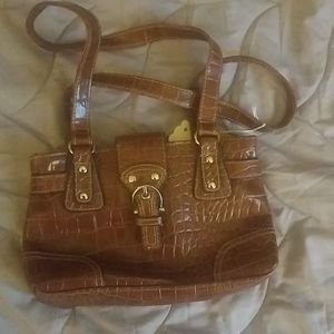 Brown aligator print purse
